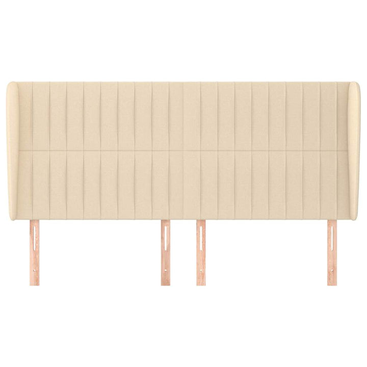 sengegavl med kanter 183x23x118/128 cm stof cremefarvet