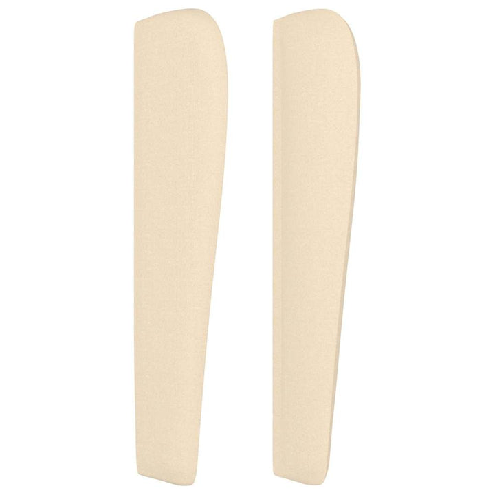 sengegavl med kanter 183x23x118/128 cm stof cremefarvet