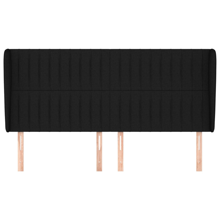 sengegavl med kanter 203x23x118/128 cm stof sort