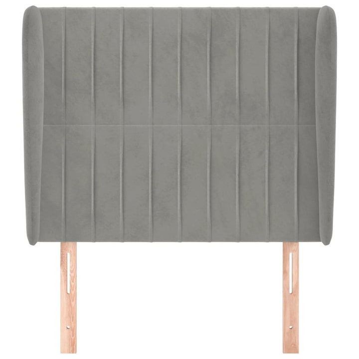 sengegavl med kanter 83x23x118/128 cm fløjl lysegrå