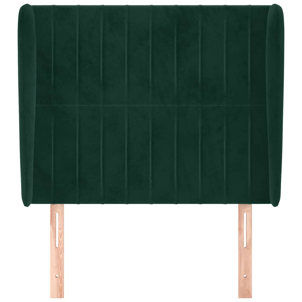 sengegavl med kanter 83x23x118/128 cm fløjl mørkegrøn