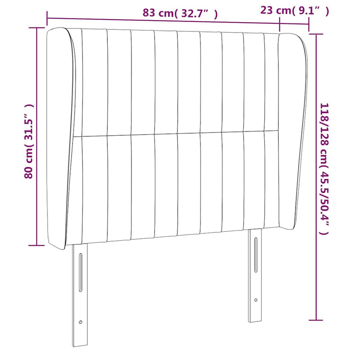sengegavl med kanter 83x23x118/128 cm fløjl mørkegrøn