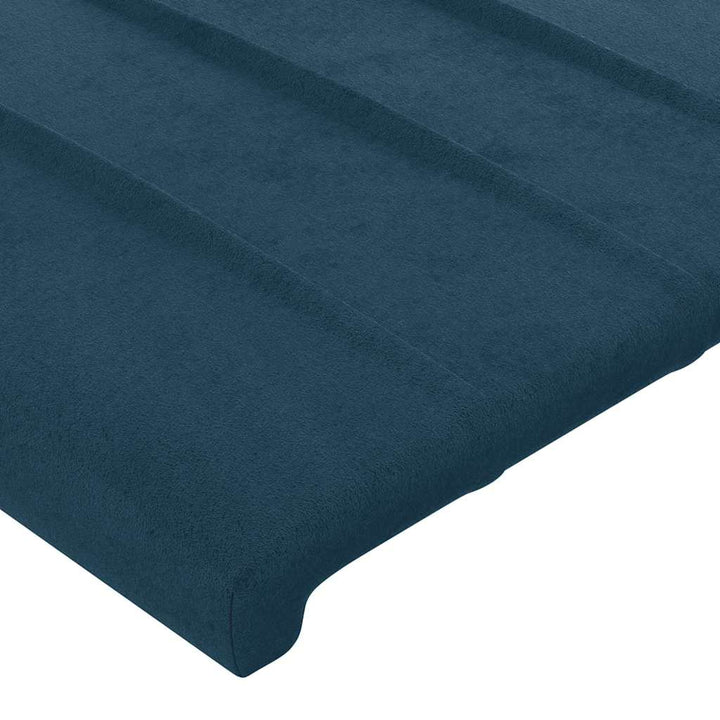 sengegavl med kanter 83x23x118/128 cm fløjl mørkeblå