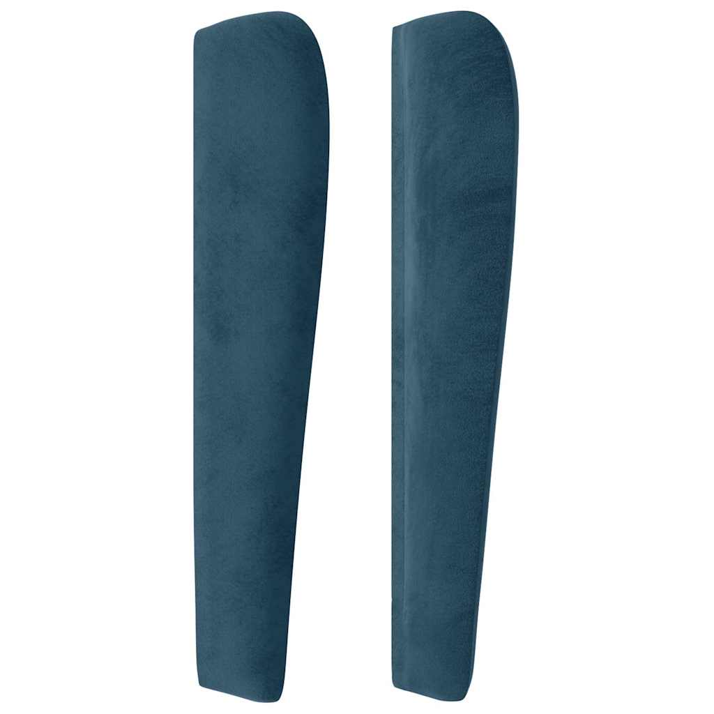 sengegavl med kanter 83x23x118/128 cm fløjl mørkeblå