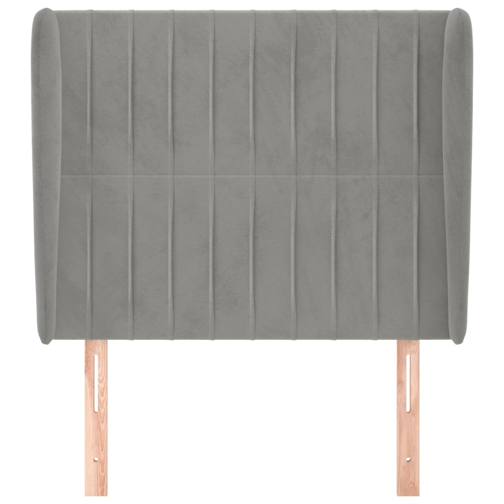 sengegavl med kanter 93x23x118/128 cm fløjl lysegrå