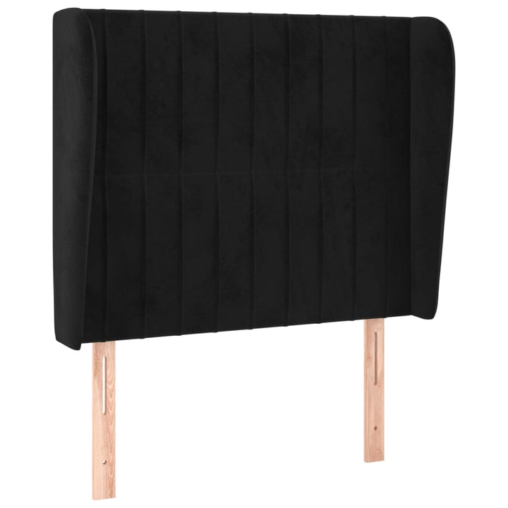 sengegavl med kanter 93x23x118/128 cm fløjl sort