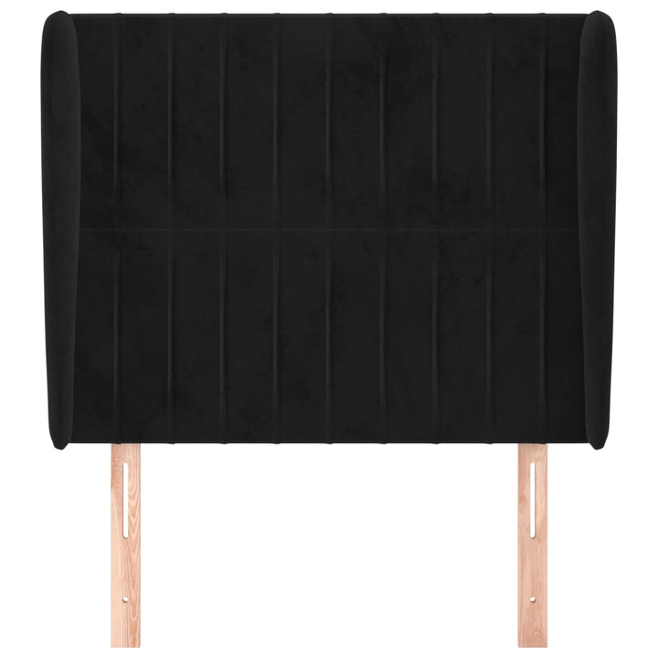 sengegavl med kanter 93x23x118/128 cm fløjl sort