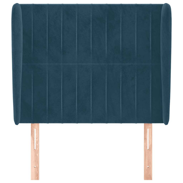 sengegavl med kanter 93x23x118/128 cm fløjl mørkeblå