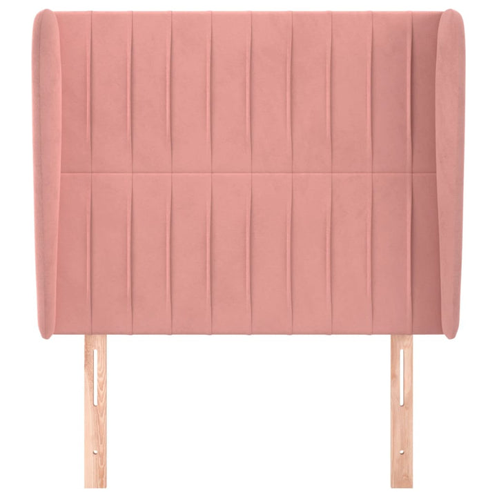 sengegavl med kanter 93x23x118/128 cm fløjl lyserød
