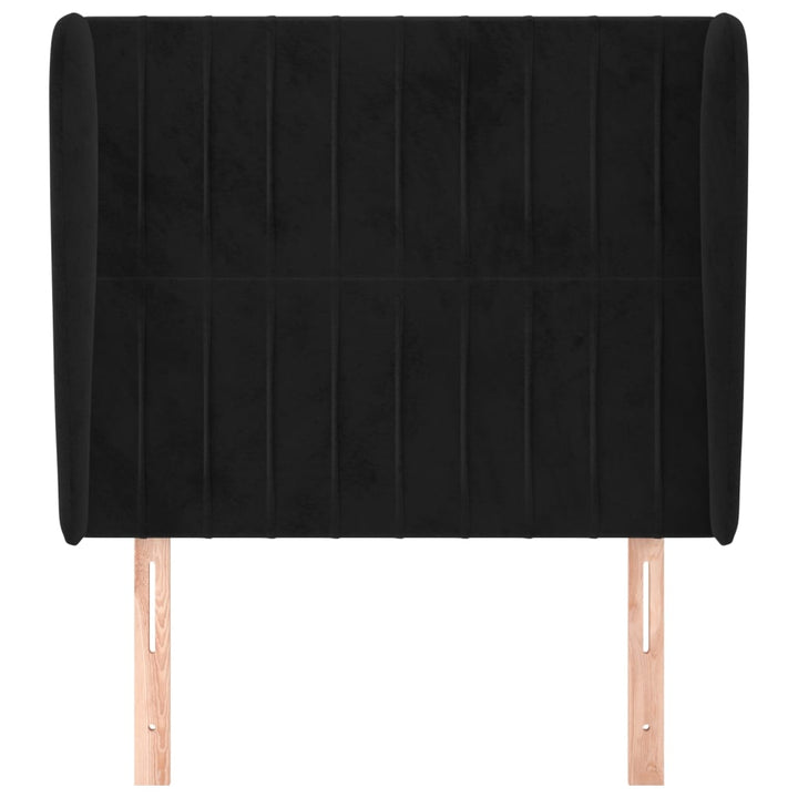 sengegavl med kanter 103x23x118/128 cm fløjl sort