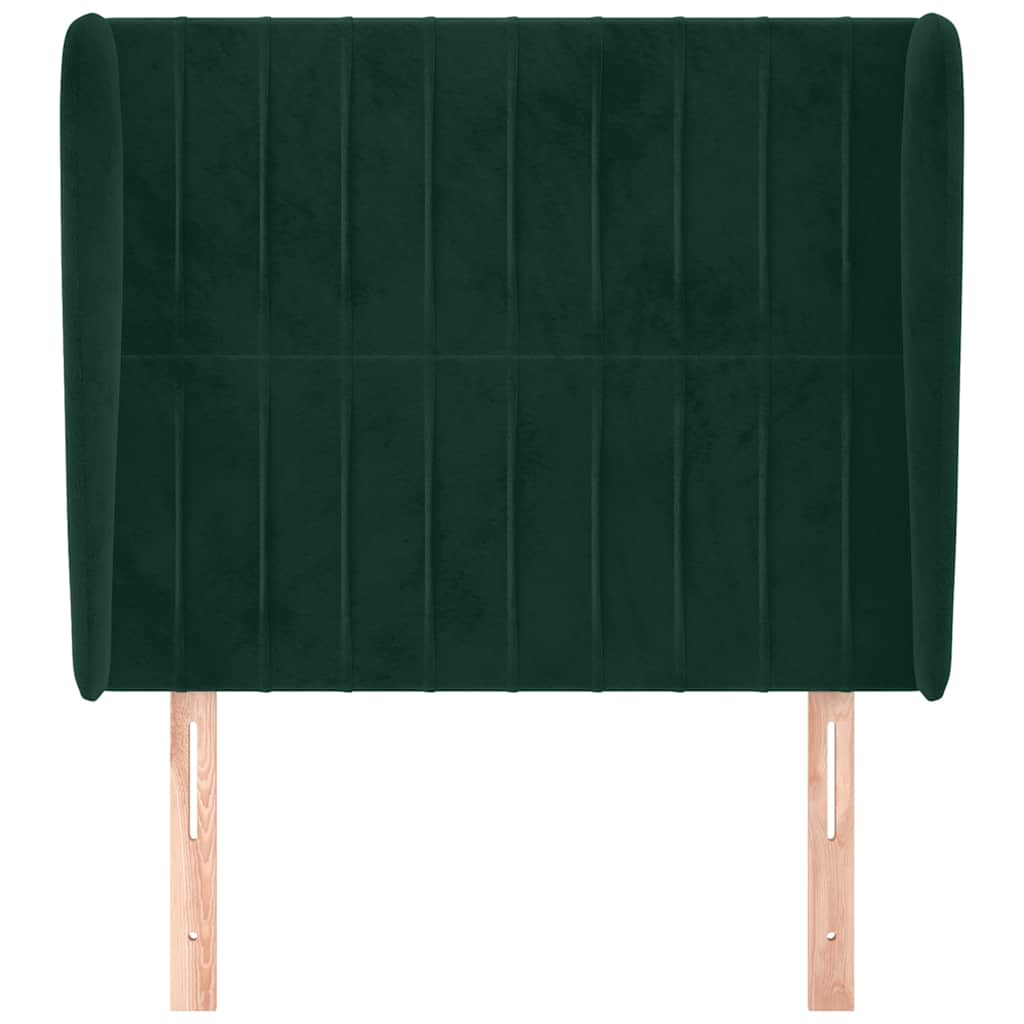 sengegavl med kanter 103x23x118/128 cm fløjl mørkegrøn