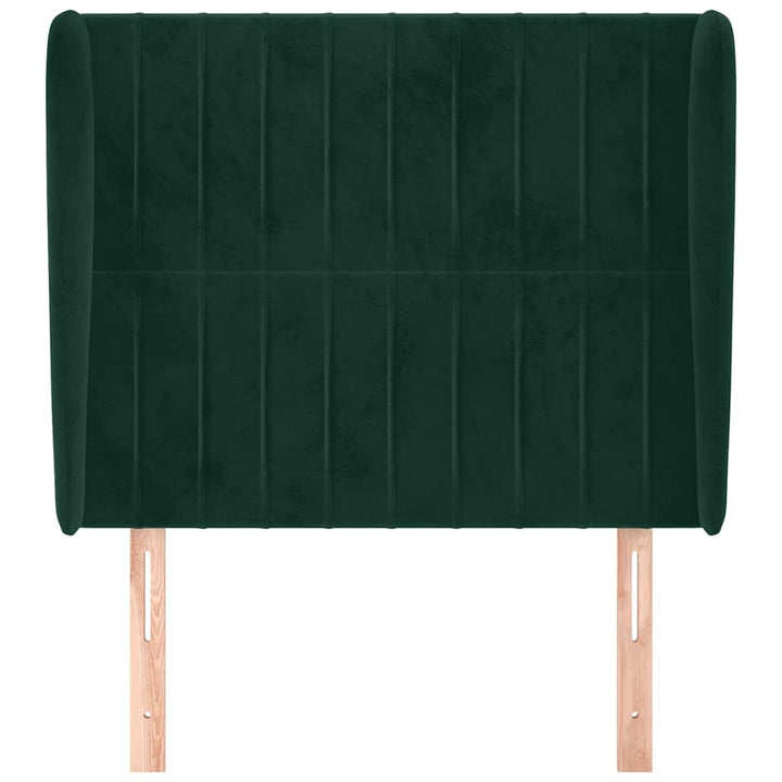 sengegavl med kanter 103x23x118/128 cm fløjl mørkegrøn