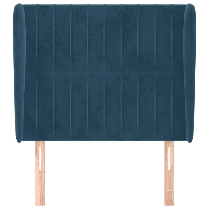 sengegavl med kanter 103x23x118/128 cm fløjl mørkeblå
