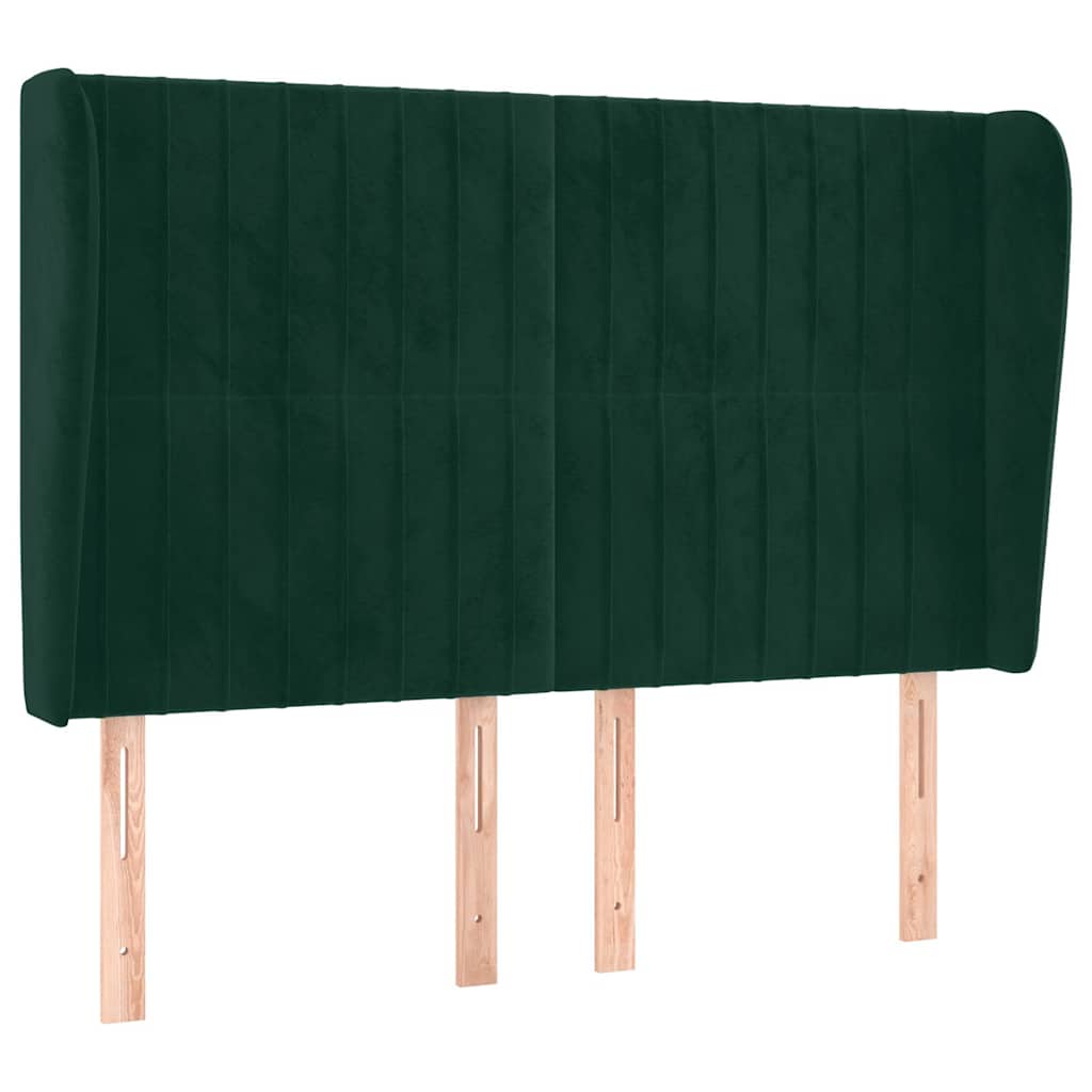 sengegavl med kanter 147x23x118/128 cm fløjl mørkegrøn