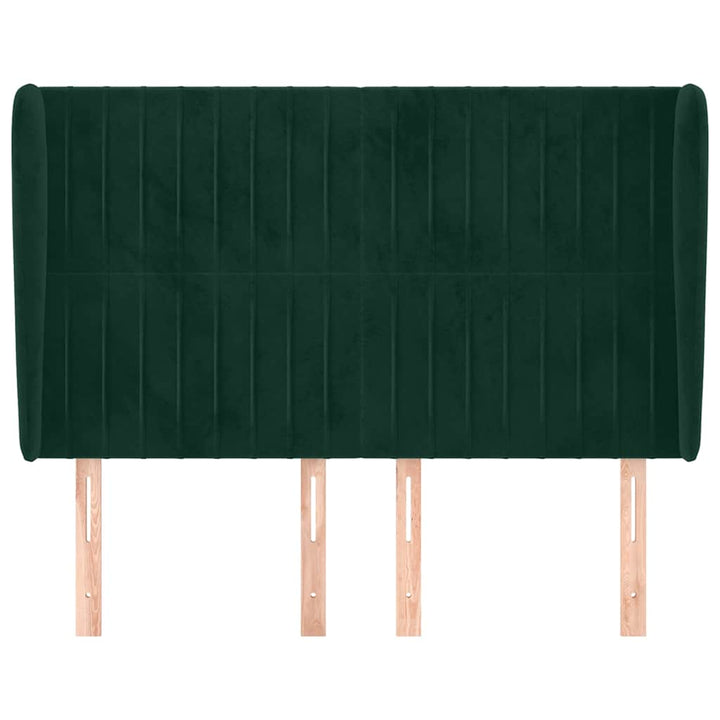 sengegavl med kanter 147x23x118/128 cm fløjl mørkegrøn