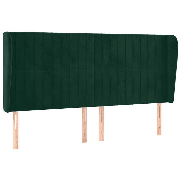 sengegavl med kanter 163x23x118/128 cm fløjl mørkegrøn