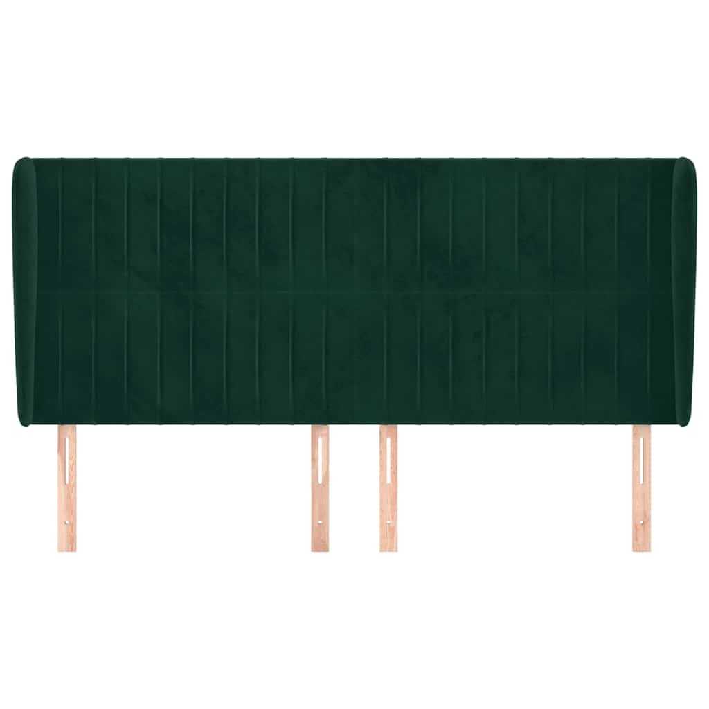 sengegavl med kanter 163x23x118/128 cm fløjl mørkegrøn