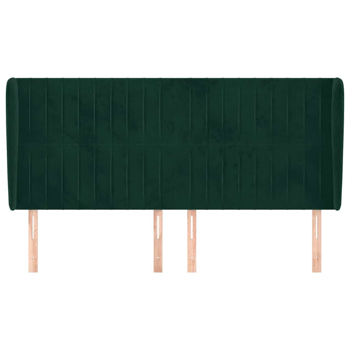 sengegavl med kanter 163x23x118/128 cm fløjl mørkegrøn