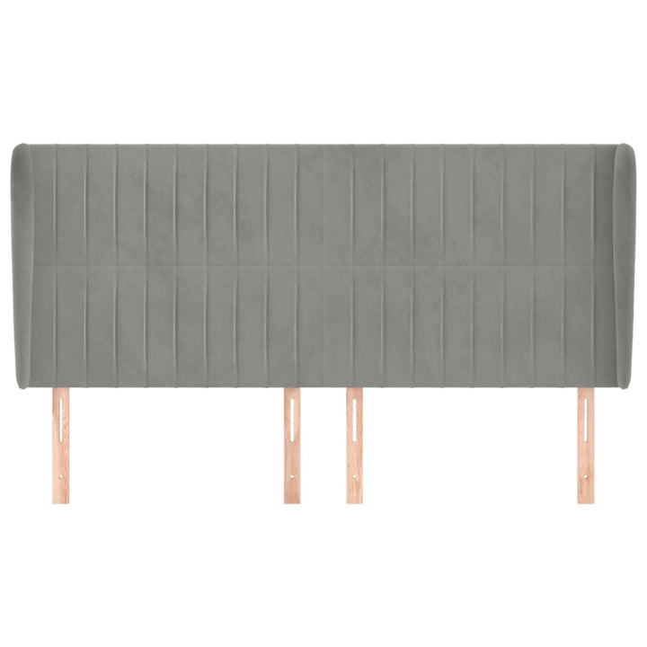 sengegavl med kanter 183x23x118/128 cm fløjl lysegrå