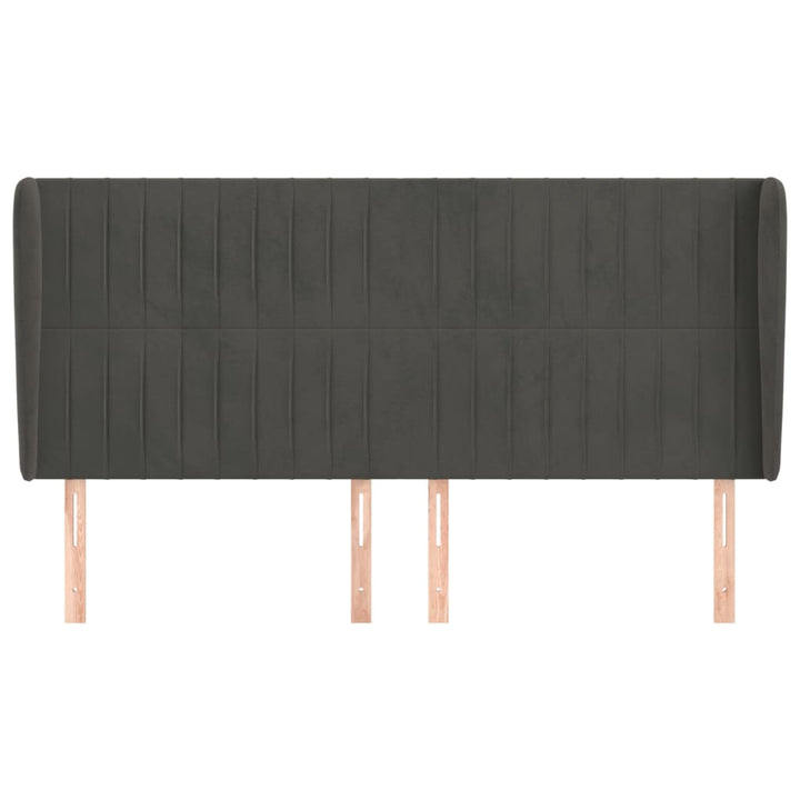 sengegavl med kanter 183x23x118/128 cm fløjl mørkegrå
