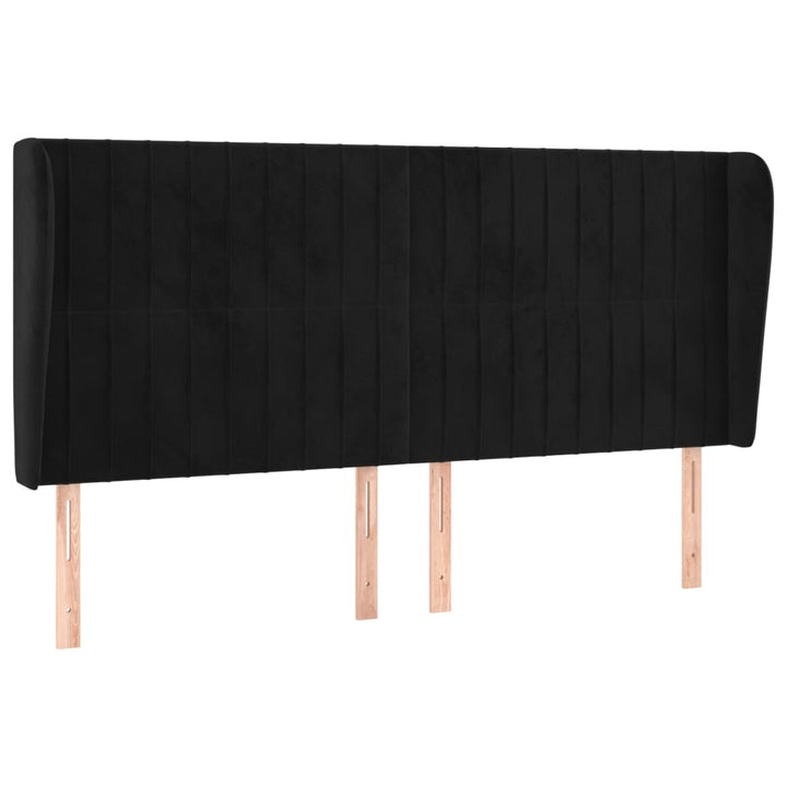 sengegavl med kanter 183x23x118/128 cm fløjl sort