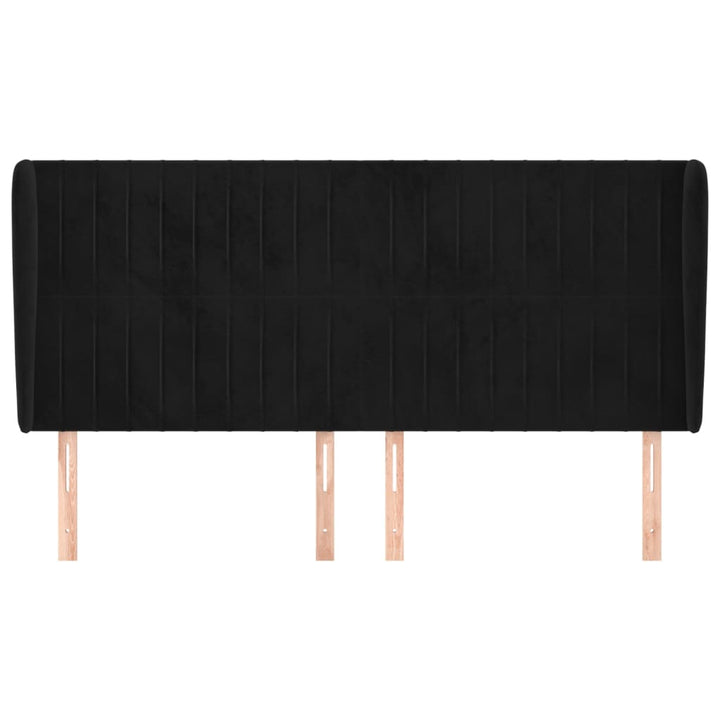 sengegavl med kanter 183x23x118/128 cm fløjl sort
