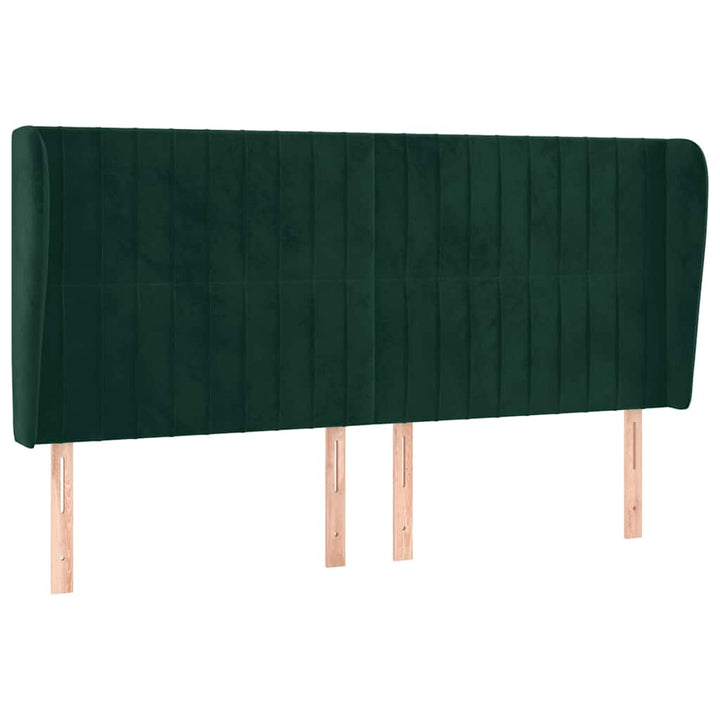 sengegavl med kanter 183x23x118/128 cm fløjl mørkegrøn