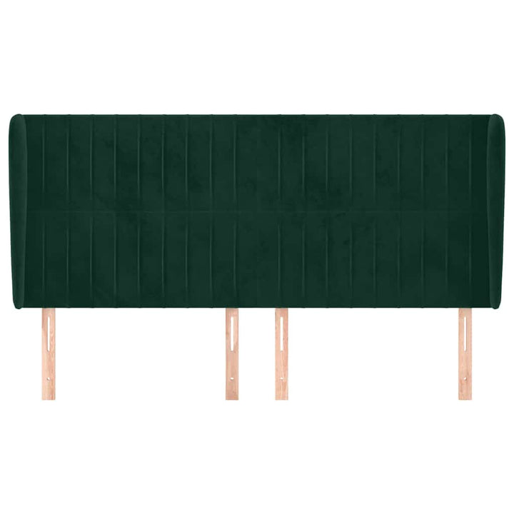 sengegavl med kanter 183x23x118/128 cm fløjl mørkegrøn