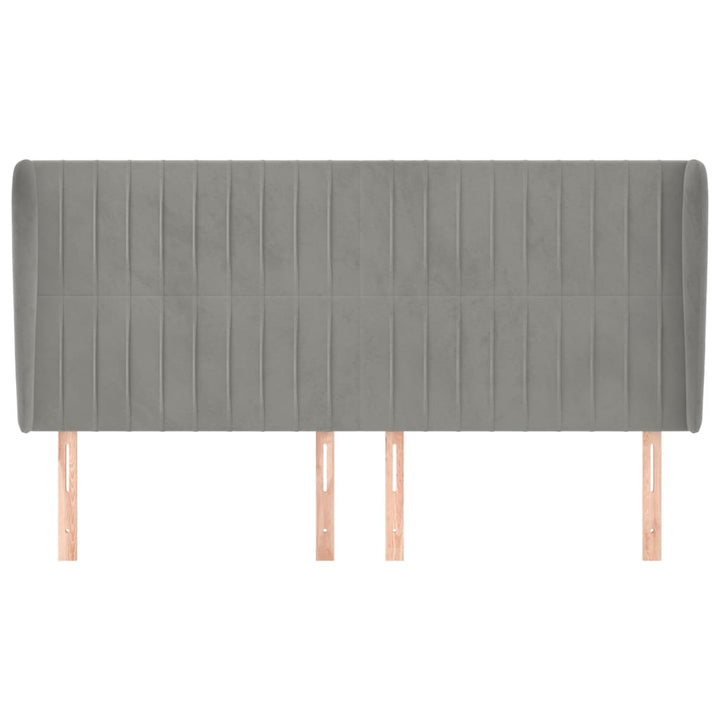 sengegavl med kanter 203x23x118/128 cm fløjl lysegrå