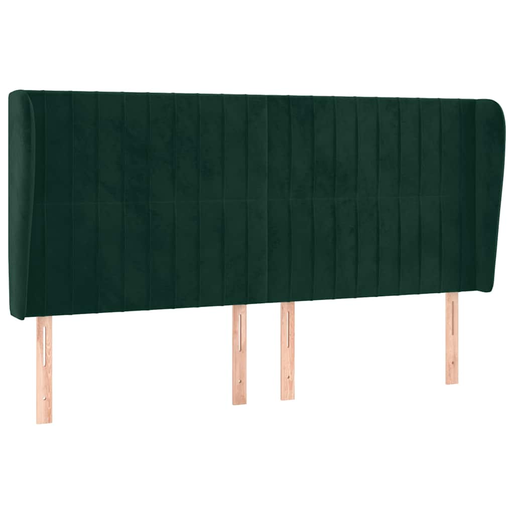 sengegavl med kanter 203x23x118/128 cm fløjl mørkegrøn