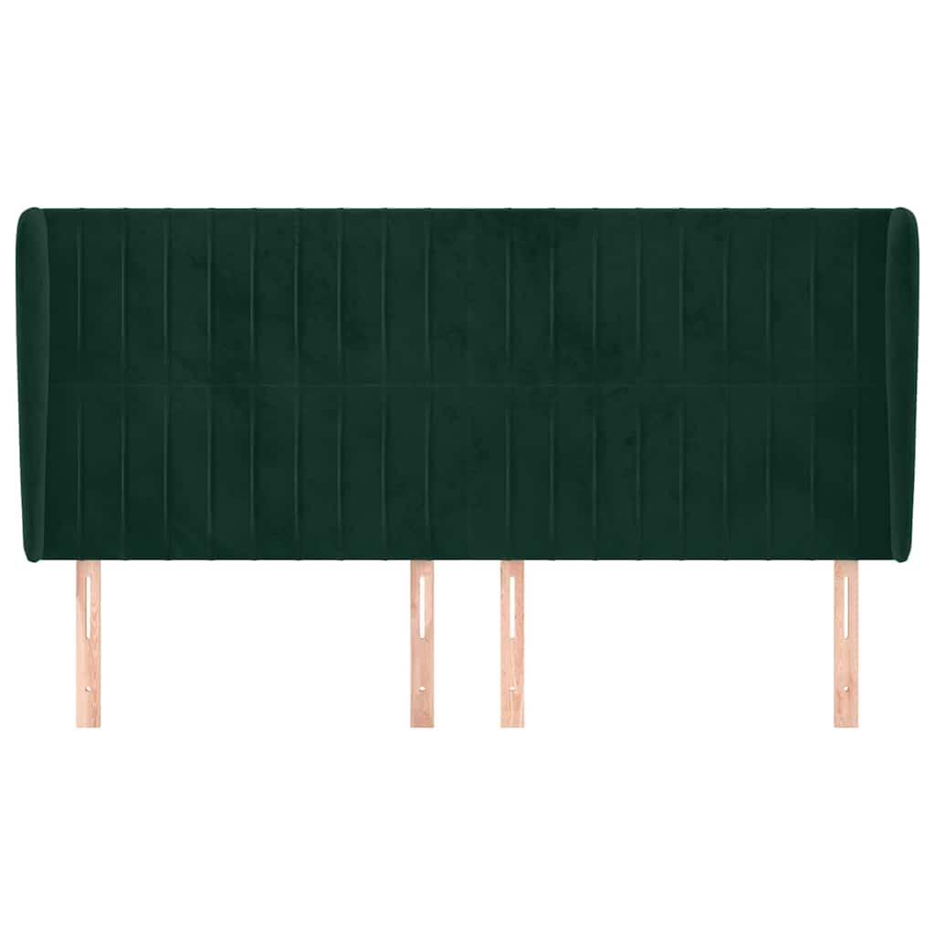 sengegavl med kanter 203x23x118/128 cm fløjl mørkegrøn