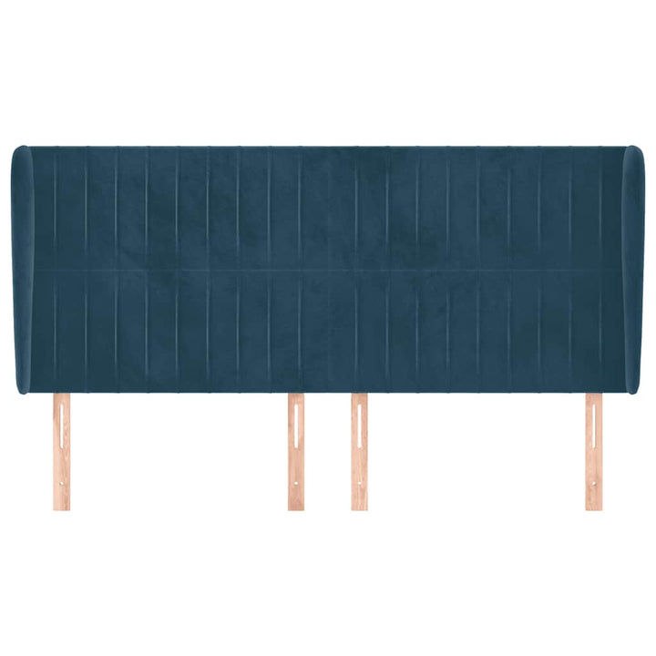 sengegavl med kanter 203x23x118/128 cm fløjl mørkeblå