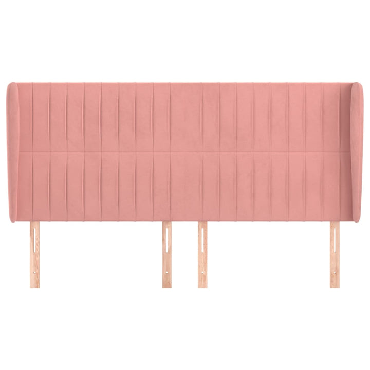 sengegavl med kanter 203x23x118/128 cm fløjl lyserød