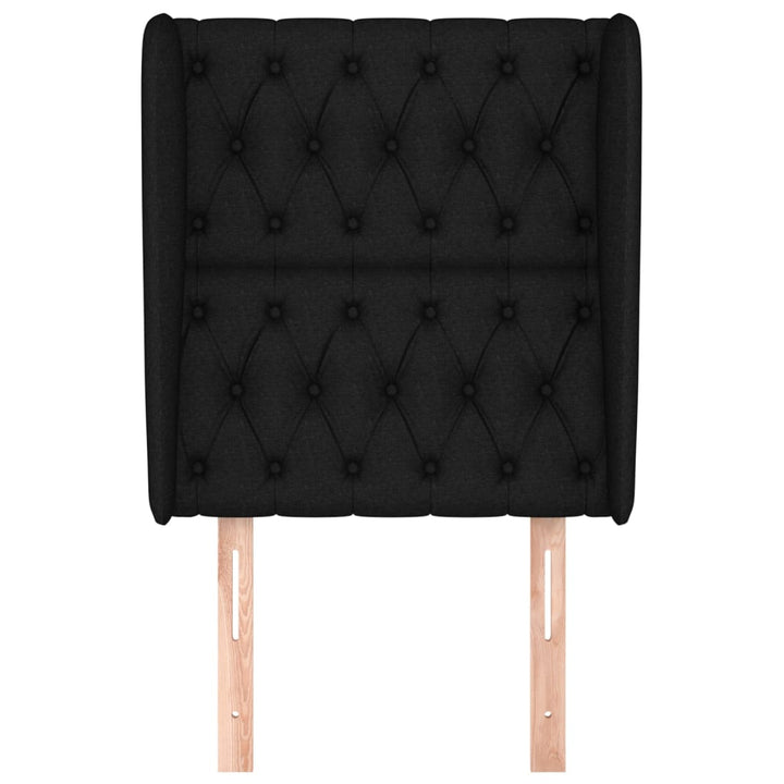 sengegavl med kanter 83x23x118/128 cm stof sort
