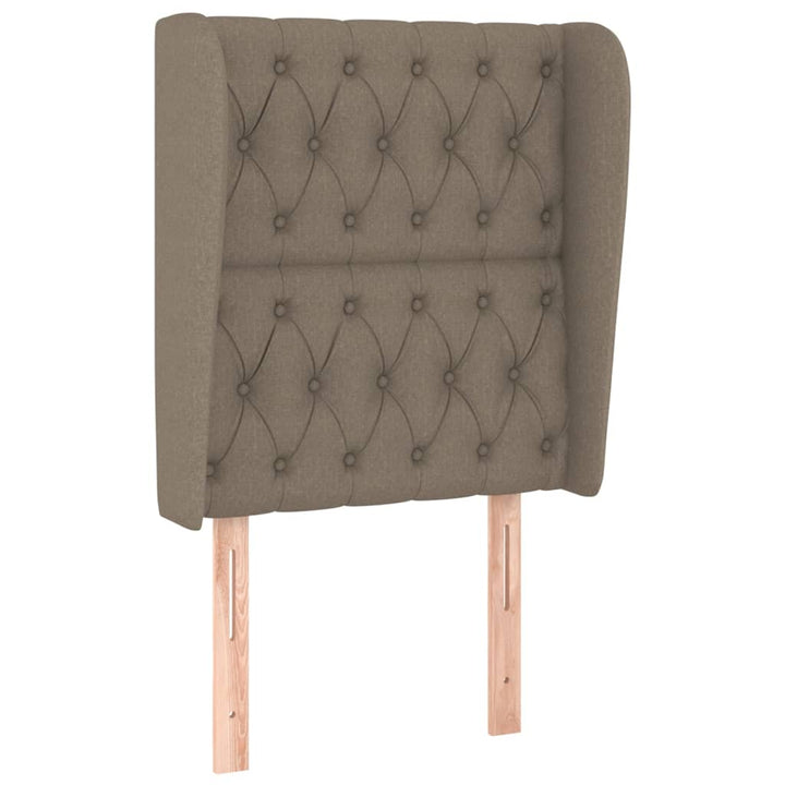 sengegavl med kanter 83x23x118/128 cm stof gråbrun