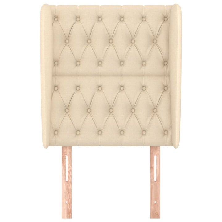 sengegavl med kanter 83x23x118/128 cm stof cremefarvet