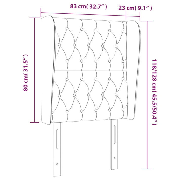 sengegavl med kanter 83x23x118/128 cm stof blå