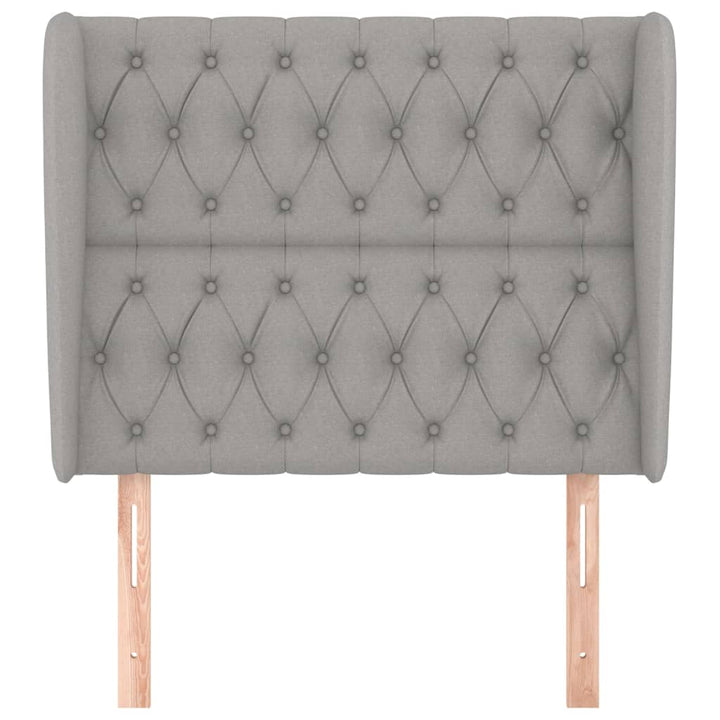sengegavl med kanter 93x23x118/128 cm stof lysegrå