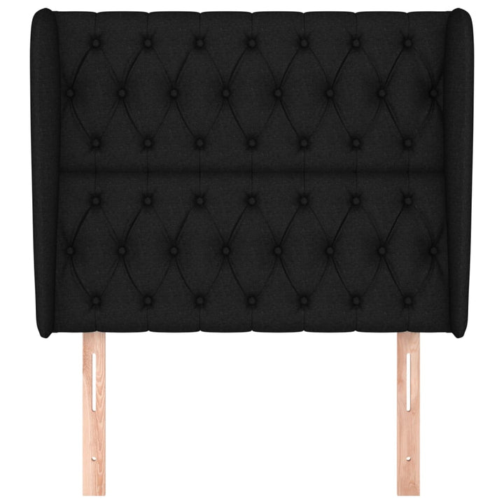 sengegavl med kanter 93x23x118/128 cm stof sort