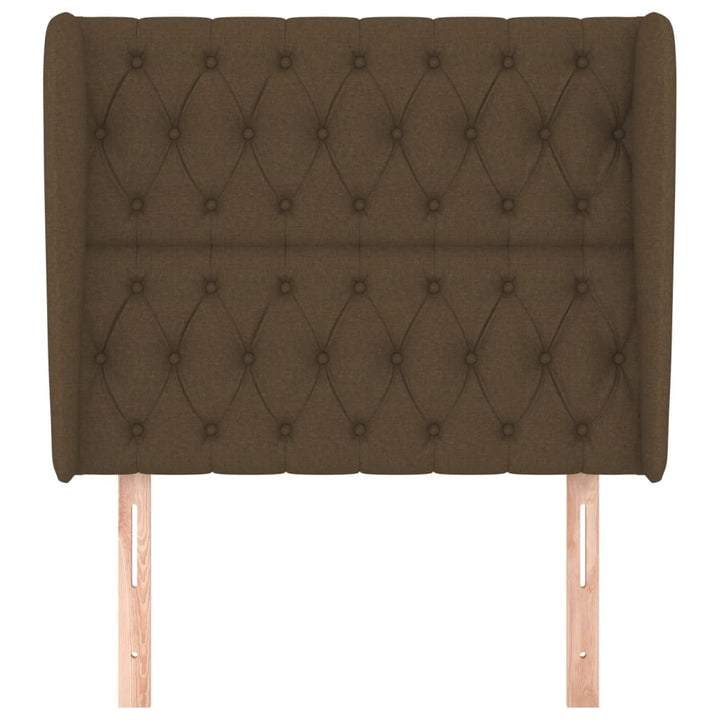 sengegavl med kanter 93x23x118/128 cm stof mørkebrun