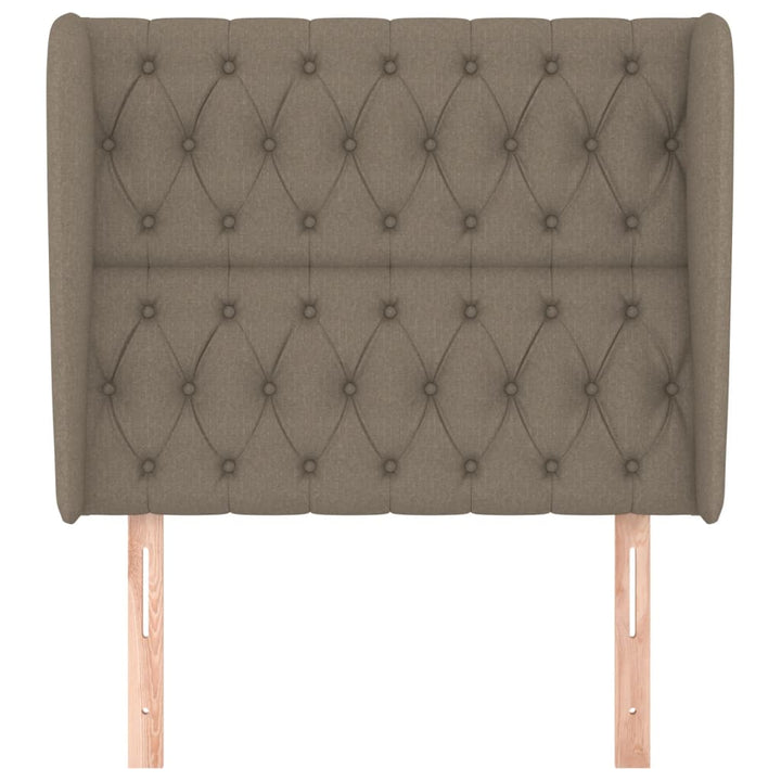 sengegavl med kanter 93x23x118/128 cm stof gråbrun