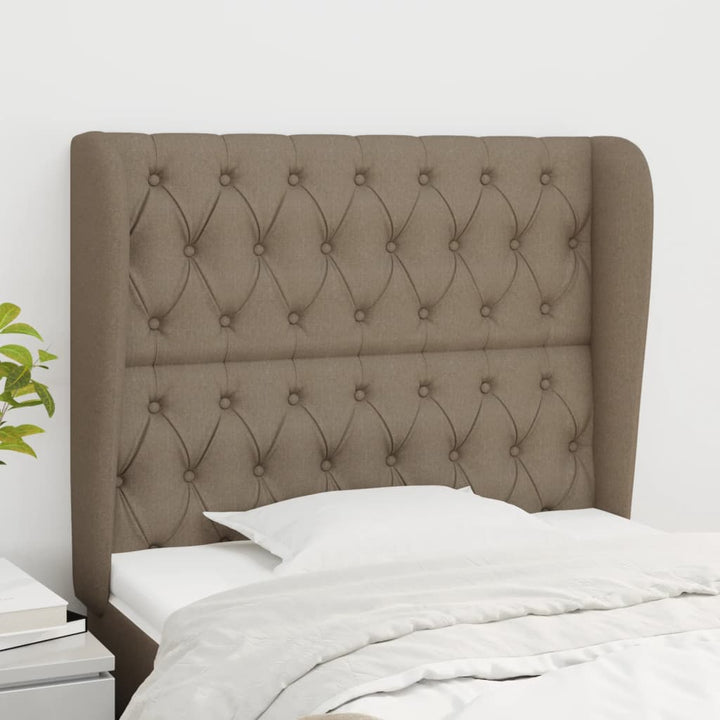 sengegavl med kanter 93x23x118/128 cm stof gråbrun
