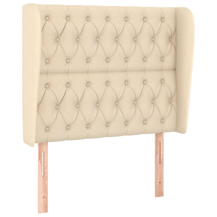sengegavl med kanter 93x23x118/128 cm stof cremefarvet