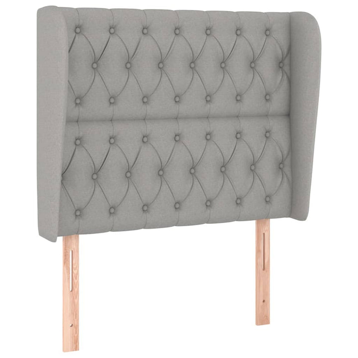 sengegavl med kanter 103x23x118/128 cm stof lysegrå