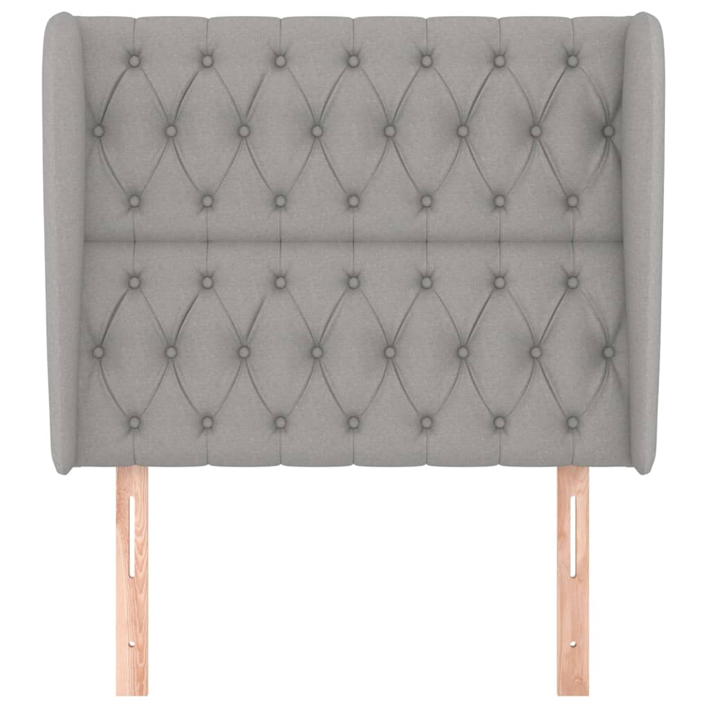 sengegavl med kanter 103x23x118/128 cm stof lysegrå