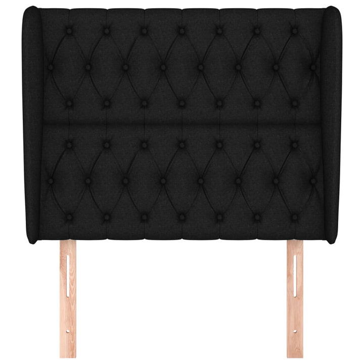 sengegavl med kanter 103x23x118/128 cm stof sort