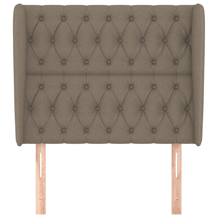 sengegavl med kanter 103x23x118/128 cm stof gråbrun