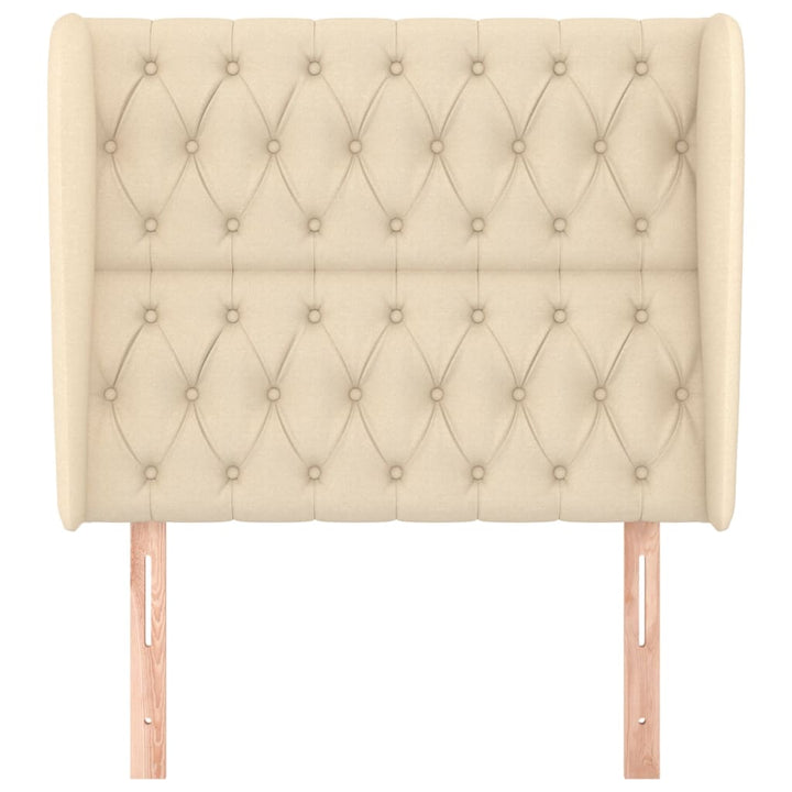 sengegavl med kanter 103x23x118/128 cm stof cremefarvet