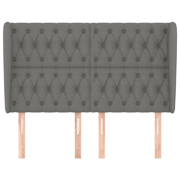 sengegavl med kanter 163x23x118/128 cm stof mørkegrå