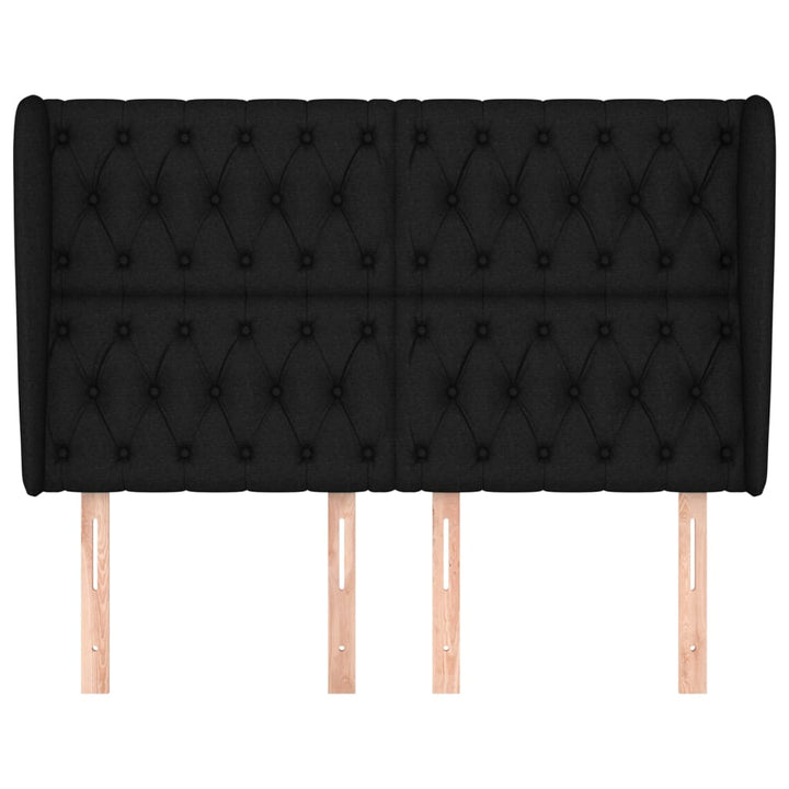 sengegavl med kanter 163x23x118/128 cm stof sort